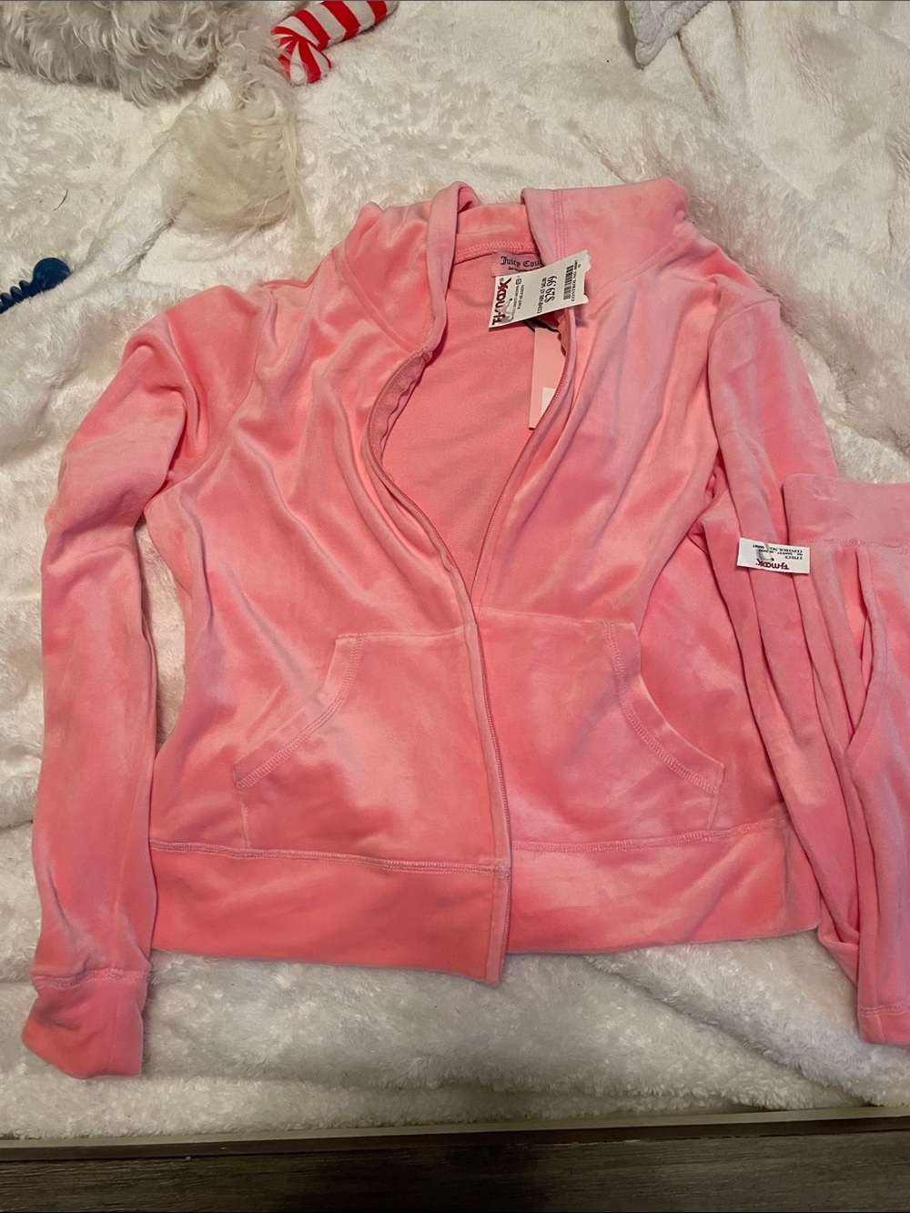 Juicy Couture Pink Velour Zip-Up Bomber Jacket